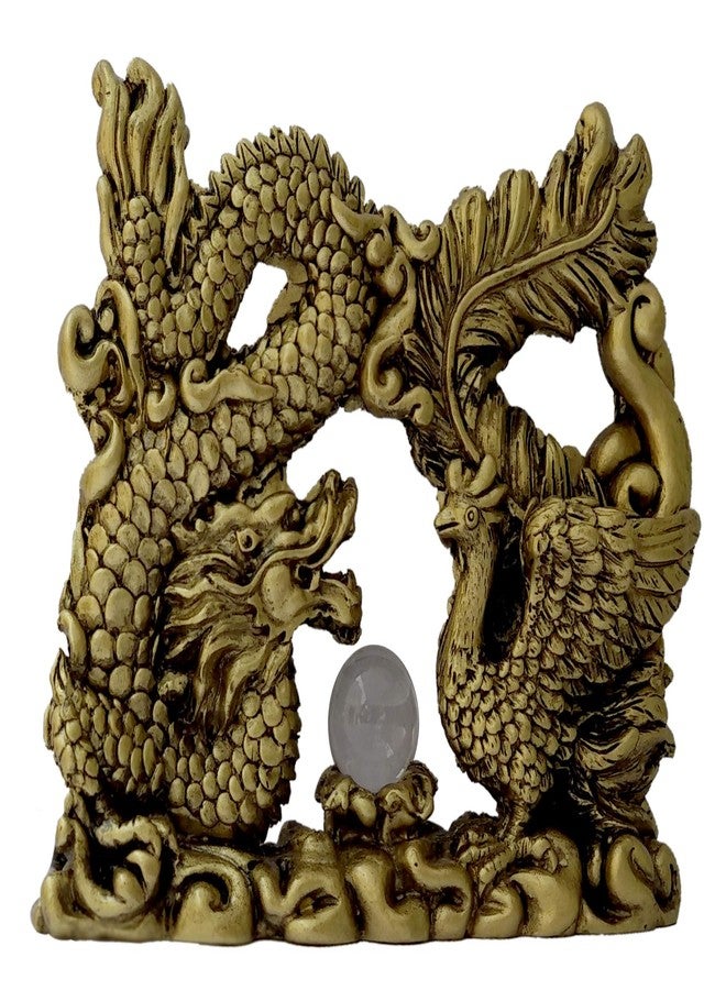 VASTU ART - Vastu Feng Shui Dragon and Phoenix with Crystal Ball for Harmony in Marriage, Love Life, Happiness & Bring Prosperity in Life Decoration Showpiece - Image 3